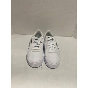 Puma Carina Canvas Sneakers Low Top Platform White Black 368669-01 Size 8.5